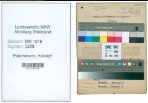 Entnazifizierung Heinrich Petersmann , geb. 25.10.1892 (Maler)