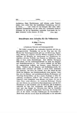 Grundfragen zum Lehrplan für die Volksschule : (Fortsetzung)
