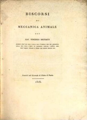 Discorsi di Meccanica animale