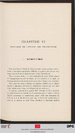 Chapitre VI. Pratique de l’étude des projections