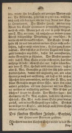 Des fünften Meisters Josephi, Beyspiel, wie Hypocrates Galenum getödtet.