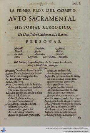 La primer flor del carmelo: Autos sacramentales, alégoricos y historiales de Pedro Calderón de la Barca