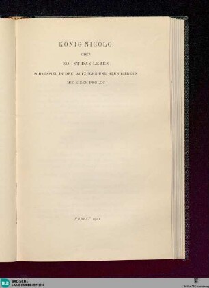 3: Der Marquis von Keith. König Nicolo. Karl Hetmann