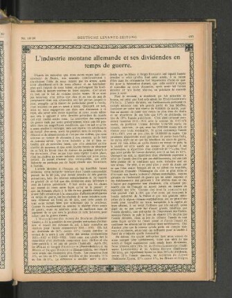 L'industrie montane allemande et ses dividendes en temps de guerre.