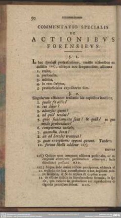 Commentatio Specialis De Actionibus Forensibus