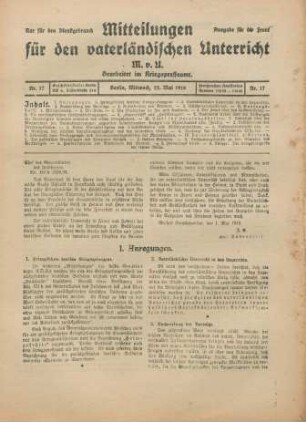 17.1918: Mitteilungen für den vaterländischen Unterricht