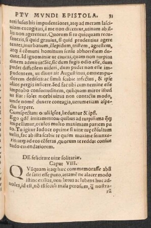 De felicitate vitae solitariae. Caput VIII.