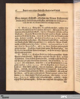 Zugabe Von einigen Schrifft-Stellen im Neuen Testament/ welche einige Erläuterung bedörffen...