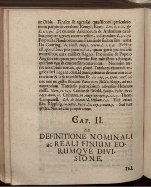 Cap. II. De Definitione Nominali ac Reali Finium Eorumque Divisione.