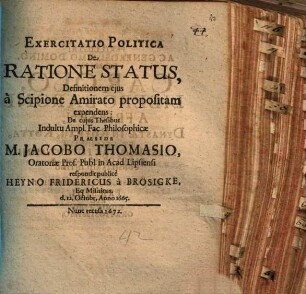 Exercitatio polit. de ratione status