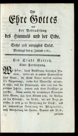 Sechsund vierzigstes Stück. Montags den 8 Junius 1767