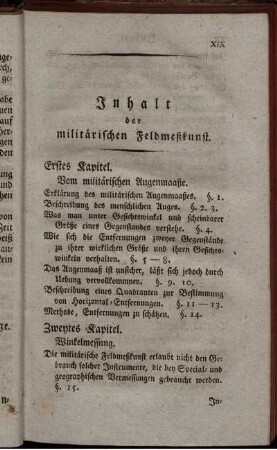 Inhalt der militärischen Feldmeßkunst.