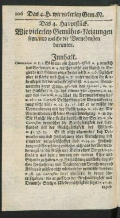 Das 4. Hauptstück. Wie vielerley Gemühts-Neigungen seyn/ und welche die Vornehmsten darunter.