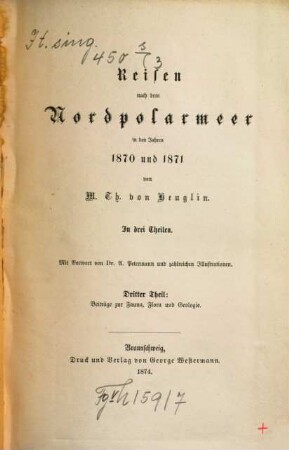 Reisen nach dem Nordpolarmeer in den Jahren 1870 und 1871 : in zwei Theilen und einem wissenschaftlichen Anhang. 3