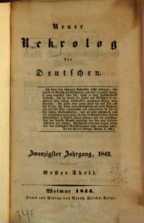 Neuer Nekrolog der Deutschen. 20,1. 1842 (1844)