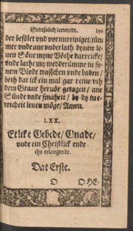 Etlicke Gebede/ Gnade/ unde eine Christlick ende tho erlangende.