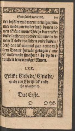 Etlicke Gebede/ Gnade/ unde eine Christlick ende tho erlangende.