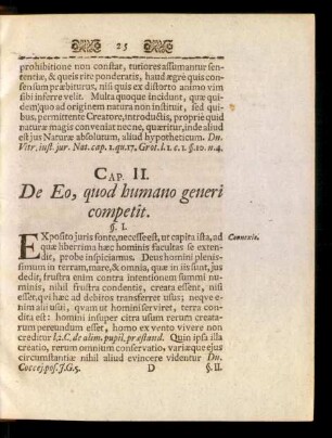 Cap. II. De Eo, quod humano generi competit