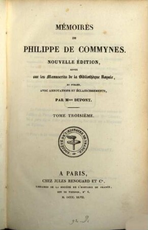 Mémoires de Philippe de Commynes. 3