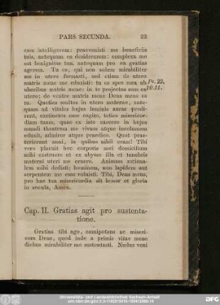 Cap. II. Gratias agit pro sustentatione.