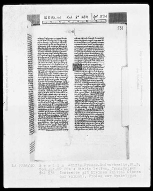 Biblia latina — Initiale O (mnes qui volunt), Folio 531 recto