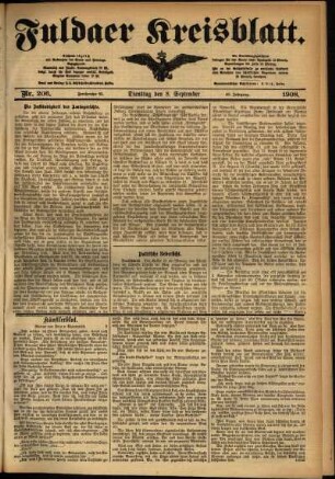 Ausgabe vom Dienstag, den 08. September 1908.
