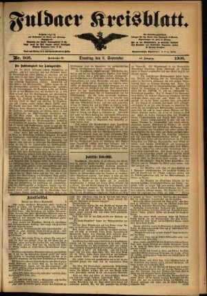 Ausgabe vom Dienstag, den 08. September 1908.