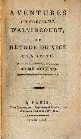 Aventures du chevalier d'Alvincourt, ou retour du vice a la vertu, 2
