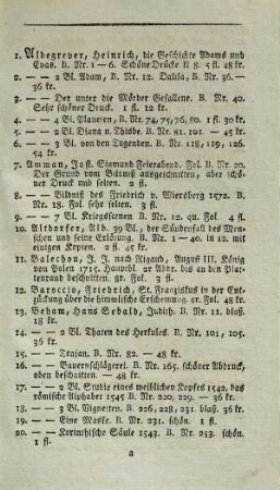 Verzeichniß einer Sammlung von Kupferstichen, Wassermalereien, Zeichnungen und artistischen Schriften, welche für die beigesetzten Preise gegen baare Zahlung abgegeben werden
