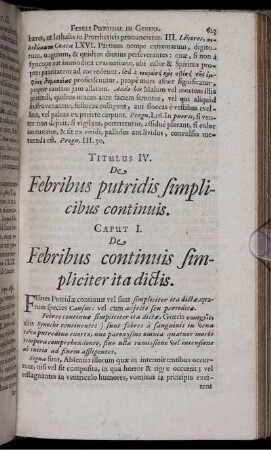 Titulus IV. De Febribus putridis simplicibus continuis