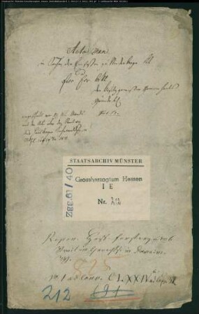 Einsassen zu Niederberge ./. Forstfiskus wegen des Besitzes gewisser Gemeinheitsgründe (Handakten Geh. Rat Arndts)