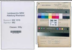Entnazifizierung Willy Classen , geb. 13.01.1902 (Angestellter)