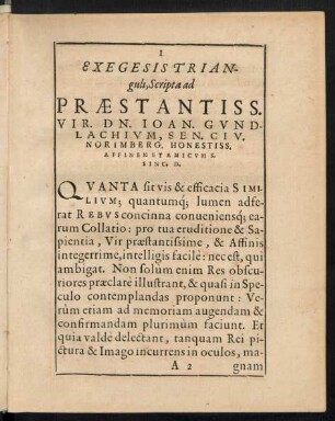 Exegesis Trianguli, Scripta ad Praestantiss. Vir. Dn. Ioan. Gundlachium ...