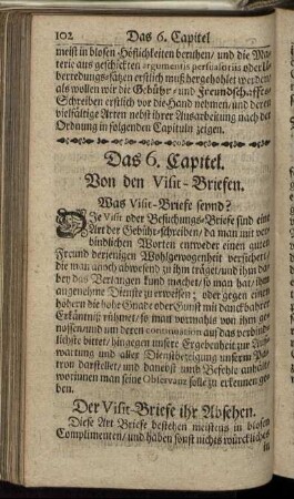 Das 6. Capitel. Von den Visit-Briefen.