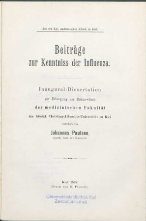 Beiträge zur Kenntniss der Influenza