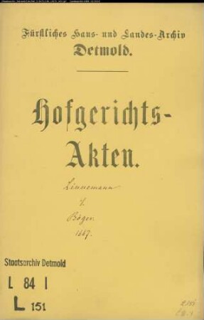 Lindemann, Bernd gegen Witwe Bernd Bögers, Vogts in Lage - Schuldforderung