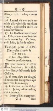 L'Evangile pour le XIV. Dimanche d'aprés la Trinité