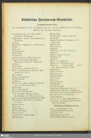 Städtische Fernsprech-Anschlüsse