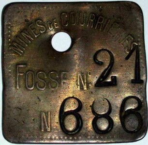Kontrollmarke Mines de Courrières Fosse 21 No. 686
