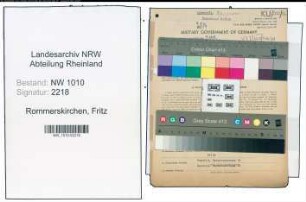 Entnazifizierung Fritz Rommerskirchen , geb. 11.02.1907 (Vers.Inspektor)