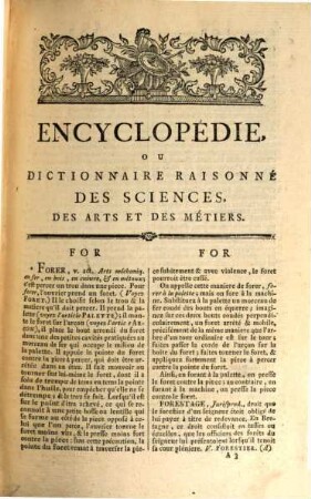 Encyclopédie, Ou Dictionnaire Raisonné Des Sciences, Des Arts Et Des Métiers. 15, FORE - GENU