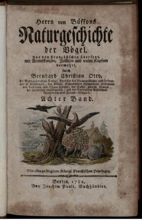 Bd. 8: Herrn von Büffons Naturgeschichte der Vögel. Achter Band