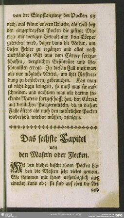 Das sechste Capitel von den Masern oder Flecken