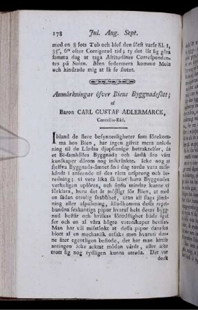 Anmärkningar öfver Biens Byggnadssätt.