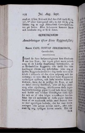 Anmärkningar öfver Biens Byggnadssätt.