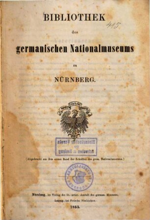Bibliothek des Germanischen Nationalmuseums zu Nürnberg
