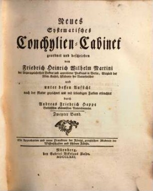 Neues systematisches Conchylien-Cabinet, 2