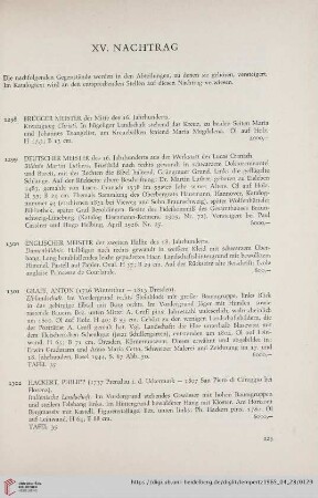 XV. Nachtrag (Nr. 1298 - 1343)