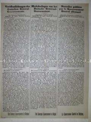 Maueranschlag zur Bekanntgabe der militärischen Lage an der West- und Ostfront (dreisprachig)
