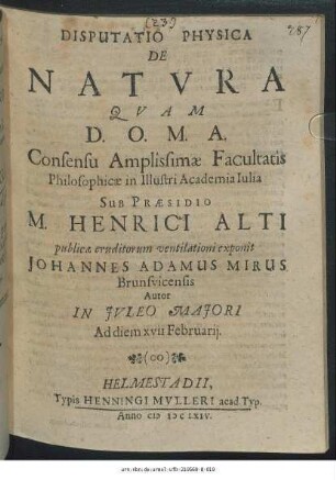 Disputatio Physica De Natura